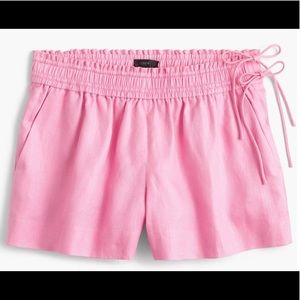 J. Crew Linen Side Tie Pull On Shorts Neon Pink